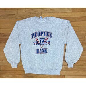 Vintage Russell Athletic Peoples Bank 75th Anniversary Sweatshirt Gray L USA